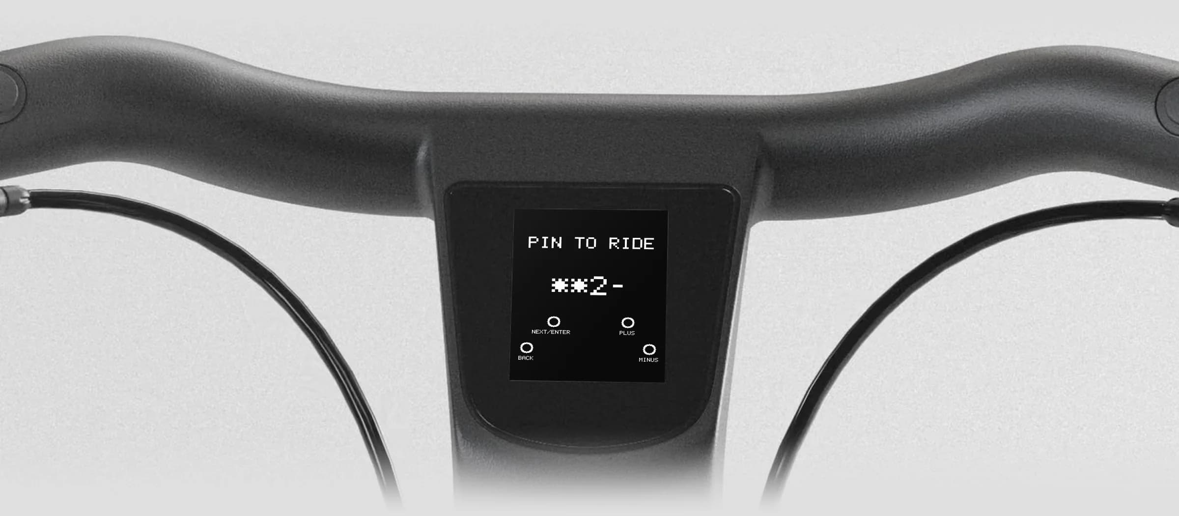 Handlebar display asking for the PIN to ride